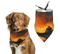 Durable Pet Bandana, Man and Boat Print Triangle Scarf for Dogs & Cats, Soft, Stylish & Easy to Wash, Ideal for Walks, Photos & More
