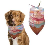 Durable Pet Bandana, Many Colored Ice Cream Print Triangle Scarf for Dogs & Cats, Soft, Stylish & Easy to Wash, Ideal for Walks, Photos & More