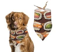 Durable Pet Bandana, Many Sushi Food Print Triangle Scarf for Dogs & Cats, Soft, Stylish & Easy to Wash, Ideal for Walks, Photos & More