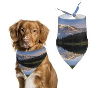 Durable Pet Bandana, Mountain and Lake Pictures Print Triangle Scarf for Dogs & Cats, Soft, Stylish & Easy to Wash, Ideal for Walks, Photos & More
