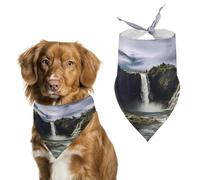 Durable Pet Bandana, Mountain and Waterfall Print Triangle Scarf for Dogs & Cats, Soft, Stylish & Easy to Wash, Ideal for Walks, Photos & More