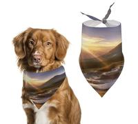Durable Pet Bandana, Mountain Sunrise Landscape Print Triangle Scarf for Dogs & Cats, Soft, Stylish & Easy to Wash, Ideal for Walks, Photos & More