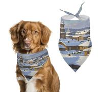 Durable Pet Bandana, Snow Covered Roof Print Triangle Scarf for Dogs & Cats, Soft, Stylish & Easy to Wash, Ideal for Walks, Photos & More