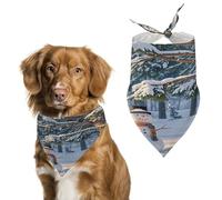 Durable Pet Bandana, Snowman Under A Pine Tree Print Triangle Scarf for Dogs & Cats, Soft, Stylish & Easy to Wash, Ideal for Walks, Photos & More