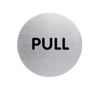 Durable Pictogram Door Sign "Pull" | 65 mm | Made from Stainless Steel | Self-Adhesive Attachment | Ideal for Schools, Hotels, Offices, etc.