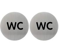 Durable Pictogram Door Sign "WC" | 83 mm | Made from Stainless Steel | Self-Adhesive Attachment | Ideal for Schools, Hotels, Offices, etc. (Pack of 2)