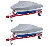 Durable Pigment Coated Polyester Boat Covers, 2 pcs Grey, Length 610-671 cm, Width 254 cm, for Mooring & Storage, Mildew Resistant & Water Repellent, Heavy Duty, Tear-Resistant