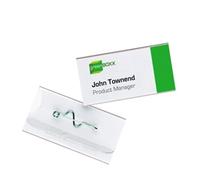 Durable Conference Pin Name Tag Badge Holders + Inserts, 100 Pack, 30 x 60mm