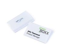 100x DURABLE TRANSPARENT PLASTIC PIN ID NAME BADGES INSERT 54x90mm 800419
