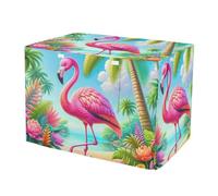 Durable Pink Palm Flamingo Dog Crate Covers Roll-up Sides Covers for Pet Cages Large