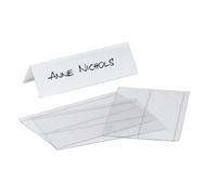 Durable Clear Plastic Table Place Name Holders and Inserts, 10 Pack, 61x210mm