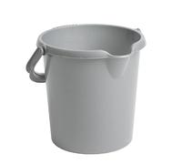 Durable Plastic Builders Bucket With Carry Handle & Spout Litre Scale Silver Storage Reusable Bucket Multi Purpose For Cleaning Animal Feed Mixing Home & Garden (10 Litre)
