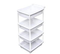 Durable Plastic Drawers Storage Trolley, Home Office Stationary Rolling Cart with 4 Shelves and Wheels, Multipurpose Mobile Organiser Shelving Unit Caddy for Makeup Beauty Salon Kitchen Use (White)