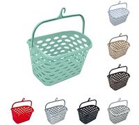 Durable Plastic Peg Tidy Basket Laundry/Clothes Pegs with Handle Light Weight Convenient Size for All Garment Hanging with Hook Washing Line Airer Basket (MintGreen Peg Basket)