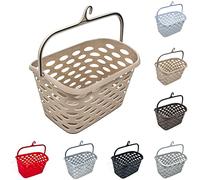 Durable Plastic Peg Tidy Basket Laundry/Clothes Pegs with Handle Light Weight Convenient Size for All Garment Hanging with Hook Washing Line Airer Basket (Taupe Peg Basket)