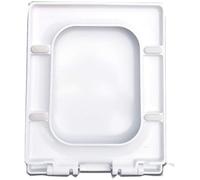 Durable Plastic Universal Thick Square Toilet Seat Cover - Slow Close White 44x36.5cm Easy to Clean