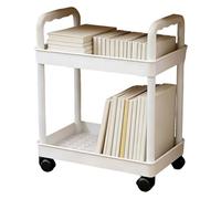 Durable PP Rolling Storage Stand | 2 Tier Slim Space Saving Shelf, 0.85kg, Mobile Organizer with Wheels for Kitchen, Bathroom, Pantry, Dormit