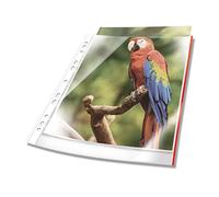 Durable Premium A4 Punched Pocket with Coloured Edge Red | Crystal Clear and Made from PP | Pack of 25 | Perfect for Protecting Important Documents