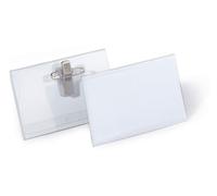 Durable Name Badge 54 x 90 mm with Combi Clip Transparent | Pack of 50 Badges | Includes Blank Insert Cards | Ideal for Events and Visitor Management