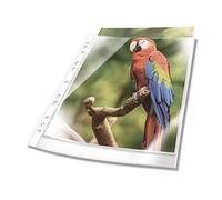 Durable Premium Poly Pockets A4, Pack of 100, White Edge, Made from PP | Crystal Clear Punched Pockets with Coloured Edge, Reinforced Punched Holes with Universal Punching that Fits any File
