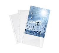 Durable Transparent Punched Pocket A4 Portrait | Premium Punched Document Wallet with Thickness of 0.08mm | Large Pack of 100 Glass Clear Pockets