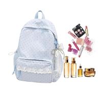 Durable preppy backpack with ample storage space and lace look, Blue, Se référer au descriptif, Refer to description