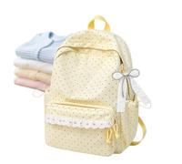 Durable preppy backpack with ample storage space and lace look, Yellow, Se référer au descriptif, Refer to description