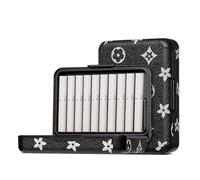 Durable PU Leather Cigarette Case - 20 Capacity, Pressure-Proof and Portable, Moisture-Proof Design, Essential Smoking Accessories Gift for Men on the Go(Black2)