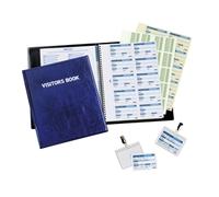 Durable PU Leather GDPR Visitor Book - 100 Name Badges & Security Shee