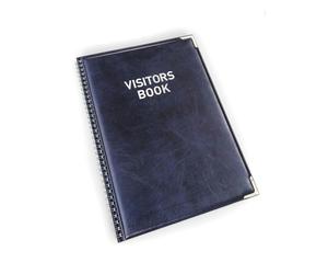 Durable PU Leather GDPR Visitor Book | 100 Name Badges & Security Sheet | Blue
