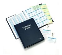 Durable PU Leather GDPR Visitor Book - 300 Name Badges & Security Sheet - Blue in Dark Blue | Size: 1 Pack Durable Dark Blue 1 Pack