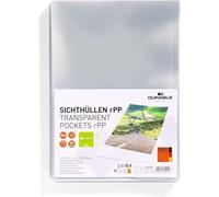 Durable Punched Poly Pockets A4, Pack of 100, Transparent, Made from PP | Easily Opens at the Side for Insertion and Removal, Plastic Wallets Help Protect Documents, Made in Germany