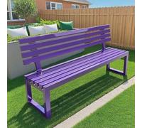 Durable Purple Metal Garden Bench - Waterproof & Rust Proof Outdoor Park Seating with Backrest Ideal for Patio & Backyard 200kg Capacity 100x40x85cm