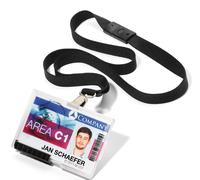 Durable 54 x 87 mm Holds 2 Cards Pushbox Duo with Lanyard Security ID Card Holder - Transparent (Pack of 10)