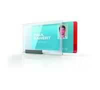 Durable Pushbox Duo Security Pass Holder 54 x 87mm Transparent | Pack of 10 Badges | for Securely Holding Upto 3 ID/Security Cards