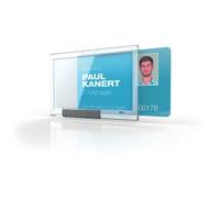 Durable PUSHBOX Security Pass ID Card Holders with Lanyards | 10 Pack | Clear