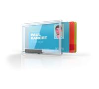 Durable Pushbox Trio Security Pass Holder 54 x 87mm Transparent | Pack of 10 Badges | for Securely Holding Upto 3 ID/Security Cards