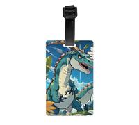 Durable PVC Cute Dinosaur Print Luggage Tag with Detachable Wristband for Easy Identification and Multifunctional Use