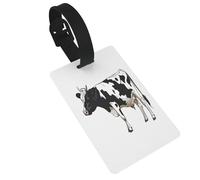 Durable PVC Luggage Id Tags for Suitcases TSA Approved, Personalized Travel Bag Identifier for Suitcases Backpacks, Cow in Black White Luggage Tag,Tear-Resistant Contact Info Tag Holder for Kids