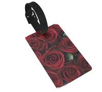 Durable PVC Luggage Id Tags for Suitcases TSA Approved, Personalized Travel Bag Identifier for Suitcases Backpacks, Red Black Rose Luggage Tag,Tear-Resistant Contact Info Tag Holder for Kids