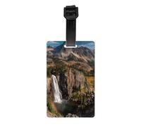 Durable PVC Luggage Tag with Full Evergreen Cliffs Print Design for Easy Bag Identification and Travel Accessories