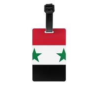 Durable PVC Luggage Tag with Full Flag of the Syrian Arab Republic Print Design for Easy Bag Identification and Travel Accessories