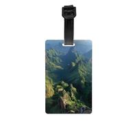 Durable PVC Luggage Tag with Full Long Mountain Ranges Print Design for Easy Bag Identification and Travel Accessories