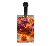 Durable PVC Luggage Tag with Full Mushroom Cloud Print Design for Easy Bag Identification and Travel Accessories