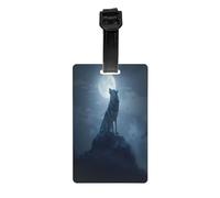 Durable PVC Luggage Tags Personalized Bag Tags for Suitcases, Travel and More Easy to Identify, Full-Print Design The Wolf On A Full Moon Night