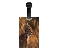 Durable PVC Luggage Tags Personalized Bag Tags for Suitcases, Travel and More Easy to Identify, Full-Print Design The Lynx of The Grassland
