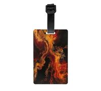 Durable PVC Luggage Tags Personalized Bag Tags for Suitcases, Travel and More Easy to Identify, Full-Print Design Red Flame Flowing Light