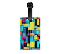 Durable PVC Square Geometry Diagram Print Luggage Tag with Detachable Wristband for Easy Identification and Multifunctional Use