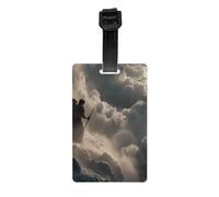 Durable PVC Staring Into The Abyss Print Luggage Tag with Detachable Wristband for Easy Identification and Multifunctional Use