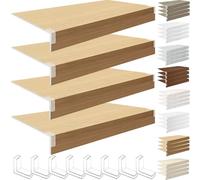 Durable PVC Wire Shelf Covers 4 Pcs 21x20x3 in Removable Rack Liners for Pantry Laundry Closet Home & Office - Stylish Log Color Decoration (Not Wood)